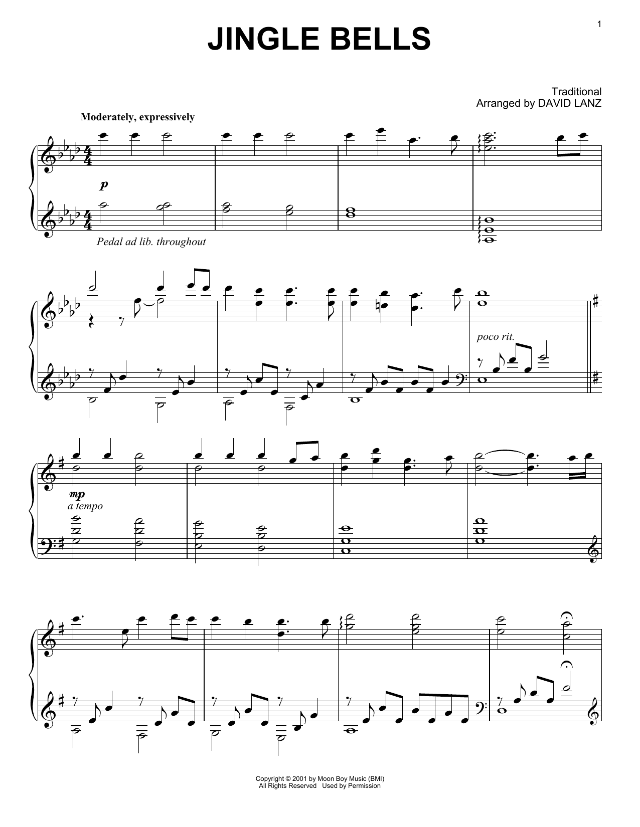 David Lanz Jingle Bells Sheet Music Notes & Chords for Piano Solo - Download or Print PDF