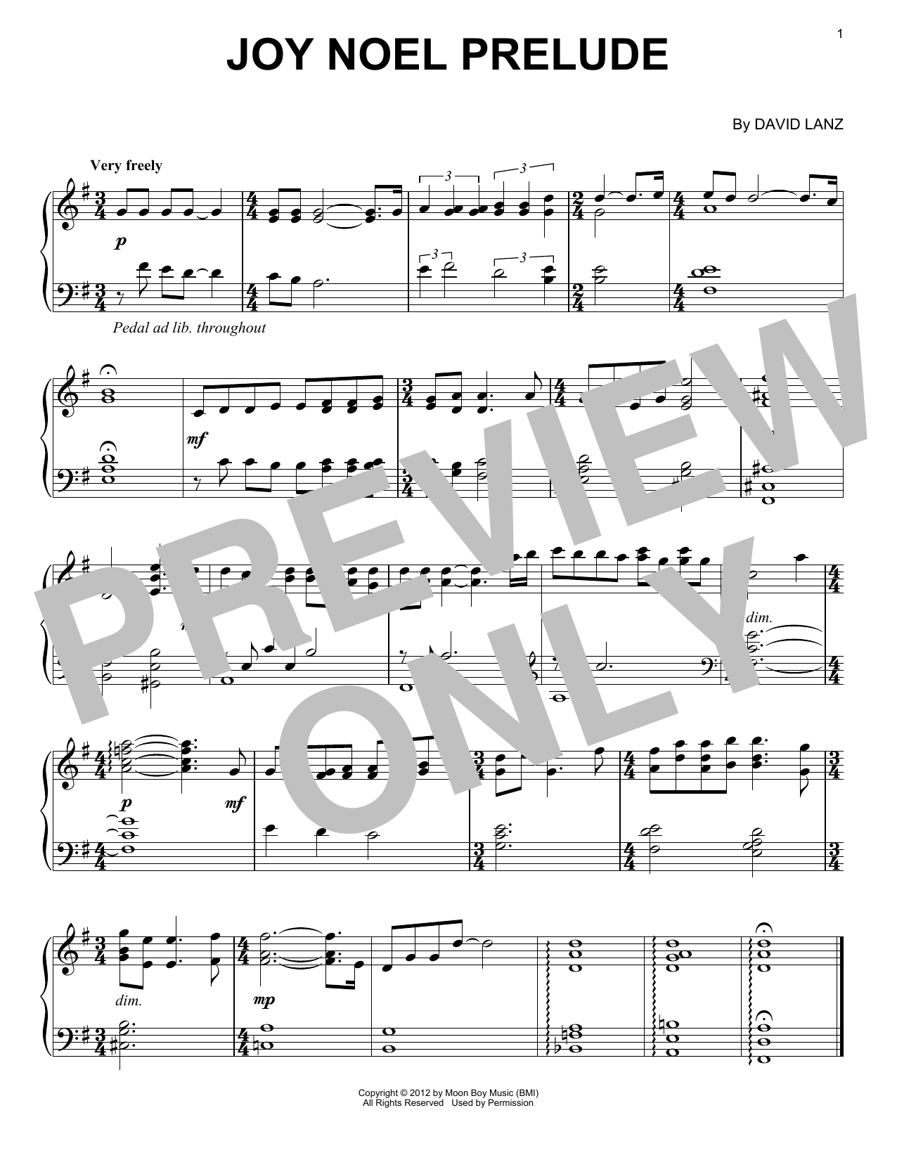 David Lanz Joy Noel Prelude Sheet Music Notes & Chords for Piano Solo - Download or Print PDF