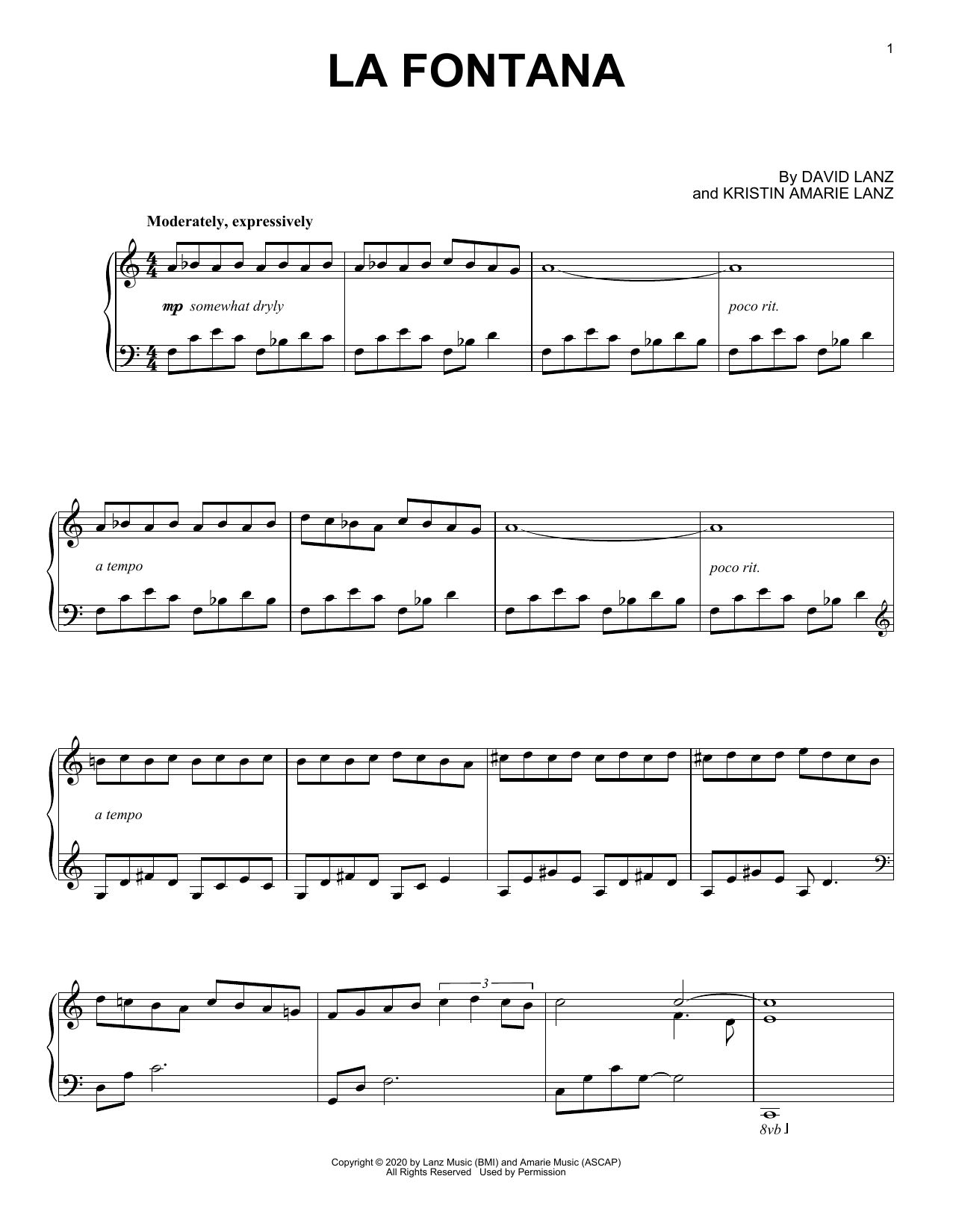 David Lanz La Fontana Sheet Music Notes & Chords for Piano Solo - Download or Print PDF