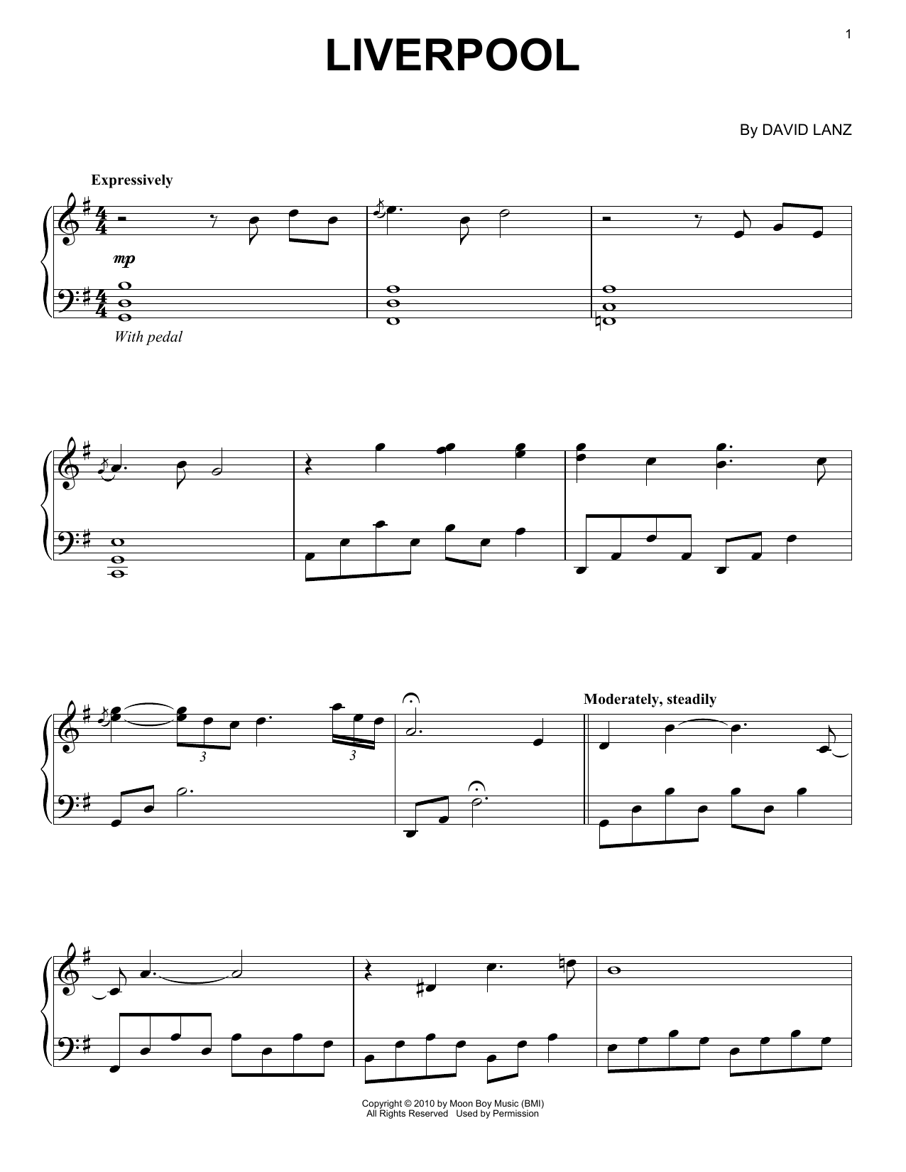 David Lanz Liverpool (feat. Walter Gray & Gary Lanz) Sheet Music Notes & Chords for Piano Solo - Download or Print PDF