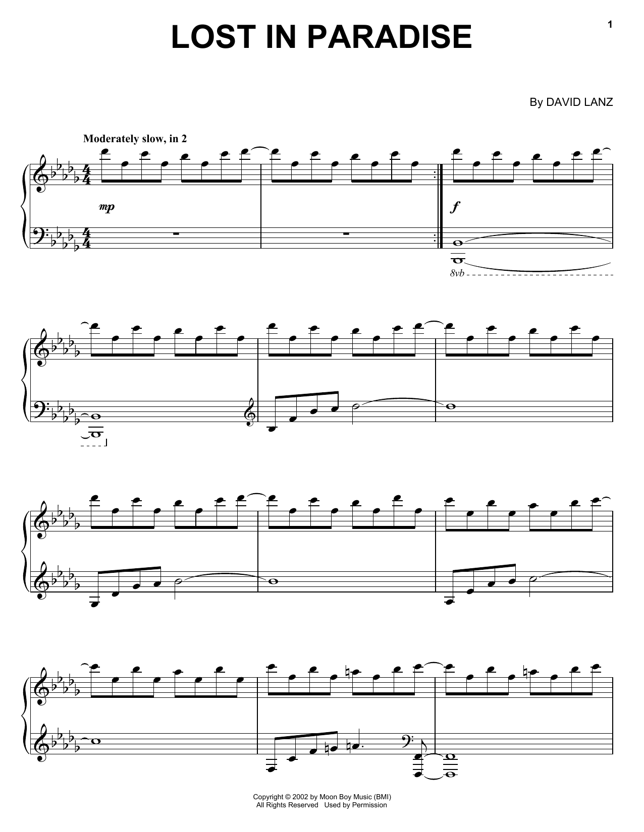 David Lanz Lost In Paradise Sheet Music Notes & Chords for Piano Solo - Download or Print PDF