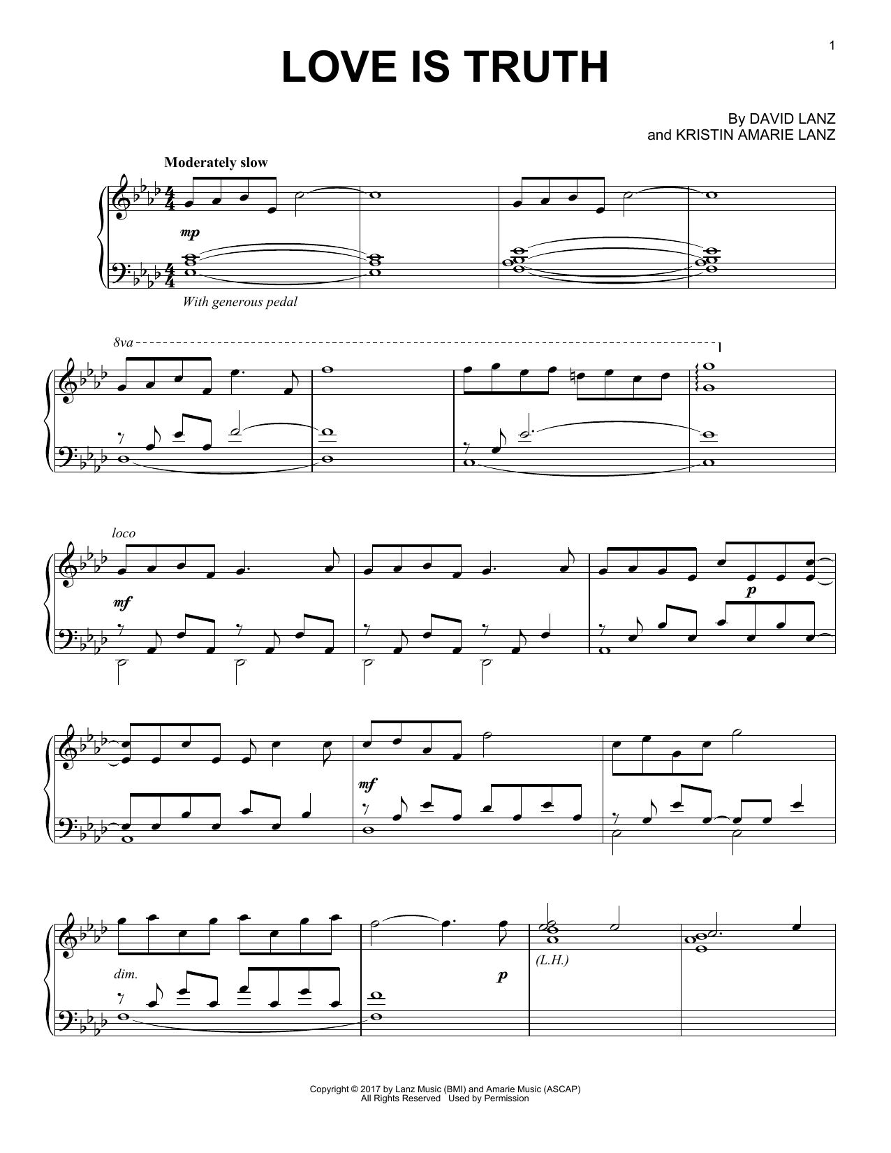 David Lanz Love Is Truth Sheet Music Notes & Chords for Piano Solo - Download or Print PDF