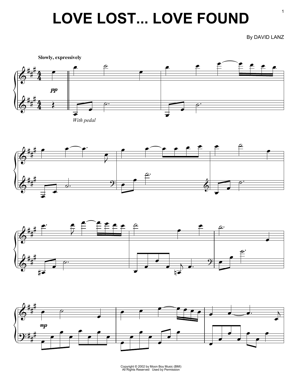 David Lanz Love Lost... Love Found Sheet Music Notes & Chords for Piano Solo - Download or Print PDF