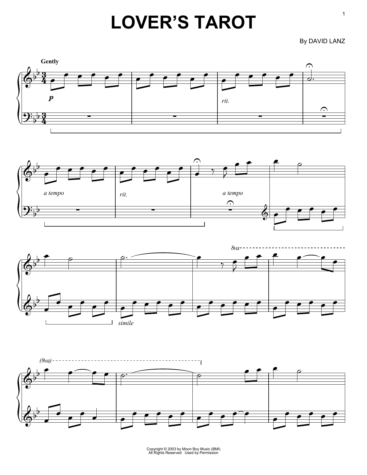 David Lanz Lover's Tarot Sheet Music Notes & Chords for Piano Solo - Download or Print PDF
