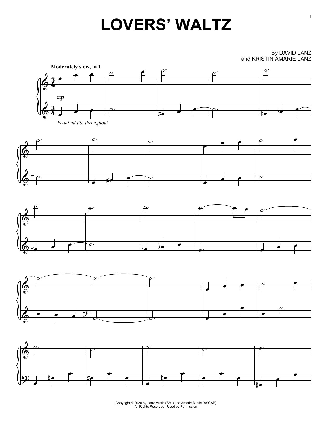 David Lanz Lovers' Waltz Sheet Music Notes & Chords for Piano Solo - Download or Print PDF