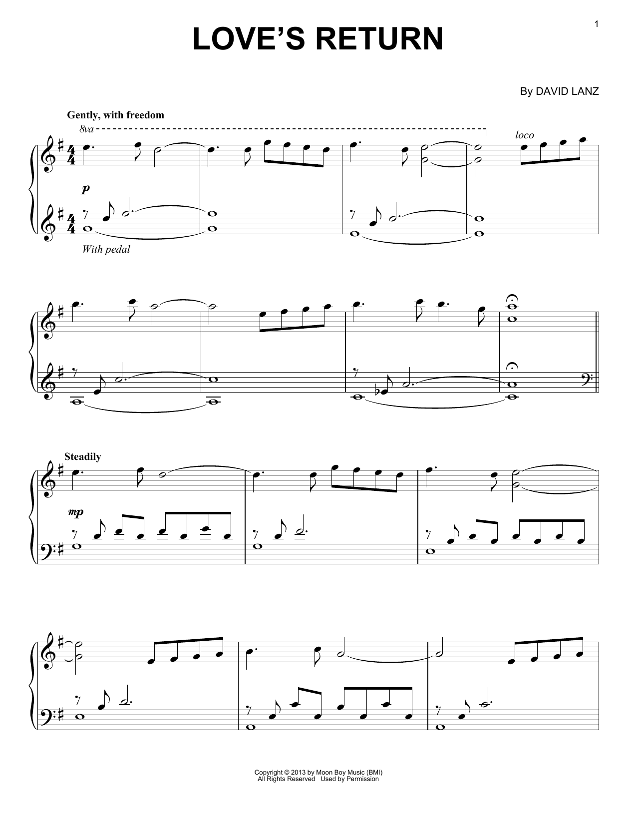 David Lanz Love's Return Sheet Music Notes & Chords for Easy Piano - Download or Print PDF