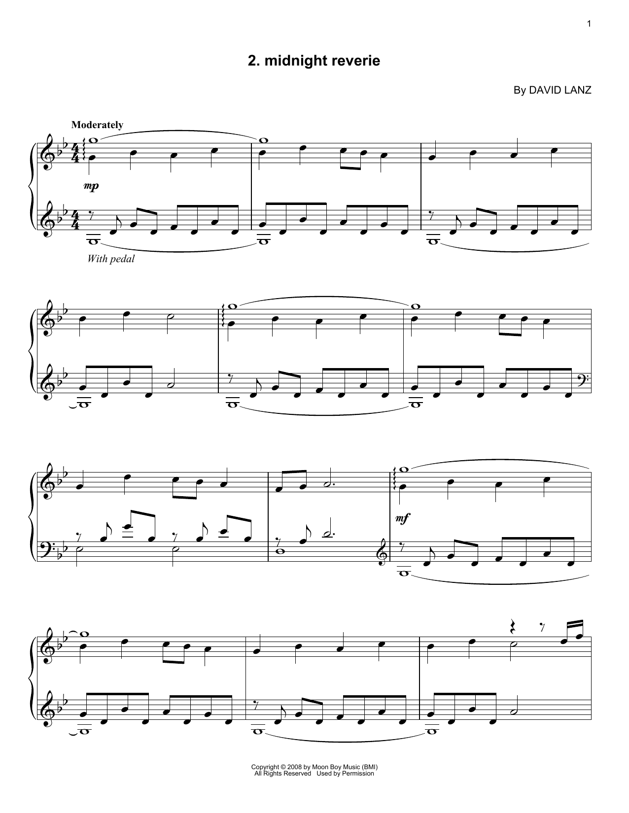 David Lanz Midnight Reverie Sheet Music Notes & Chords for Piano Solo - Download or Print PDF