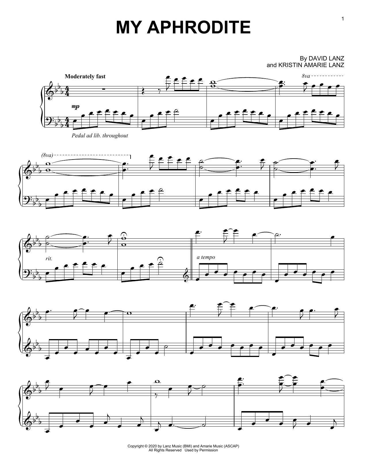 David Lanz My Aphrodite Sheet Music Notes & Chords for Piano Solo - Download or Print PDF