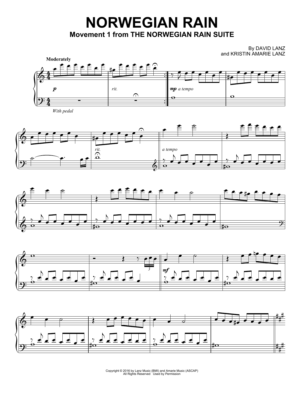 David Lanz Norwegian Rain Sheet Music Notes & Chords for Piano Solo - Download or Print PDF