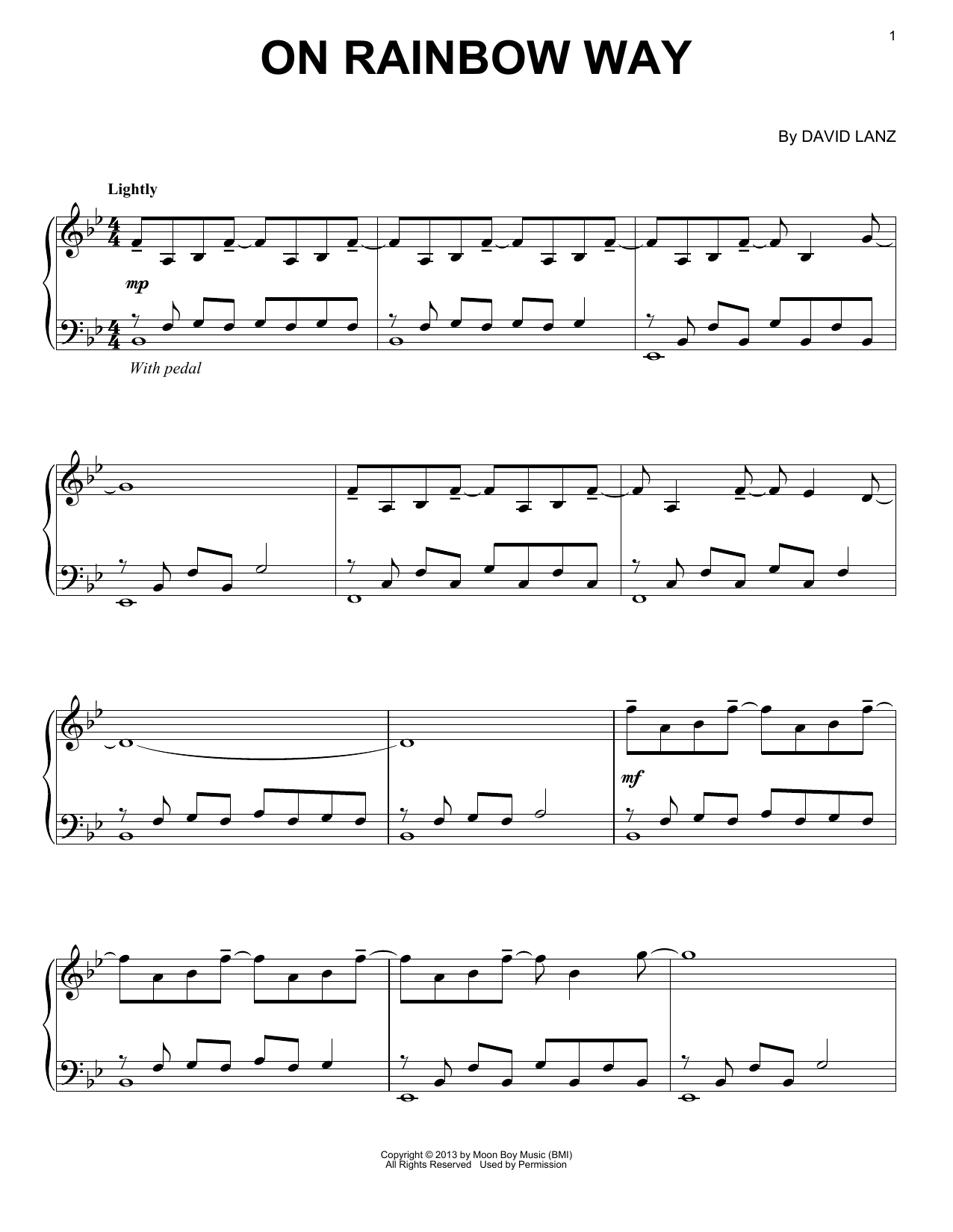 David Lanz On Rainbow Way Sheet Music Notes & Chords for Piano Solo - Download or Print PDF