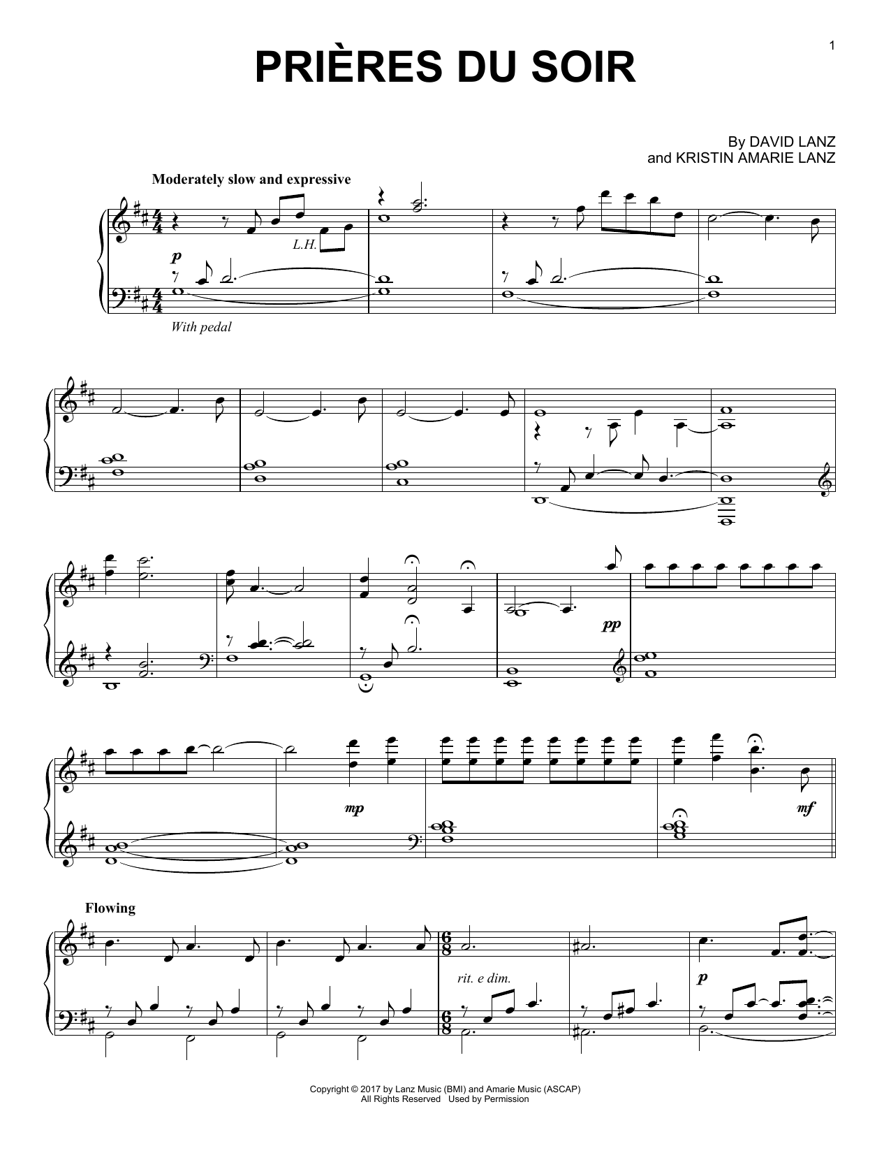 David Lanz Prières du soir Sheet Music Notes & Chords for Piano Solo - Download or Print PDF