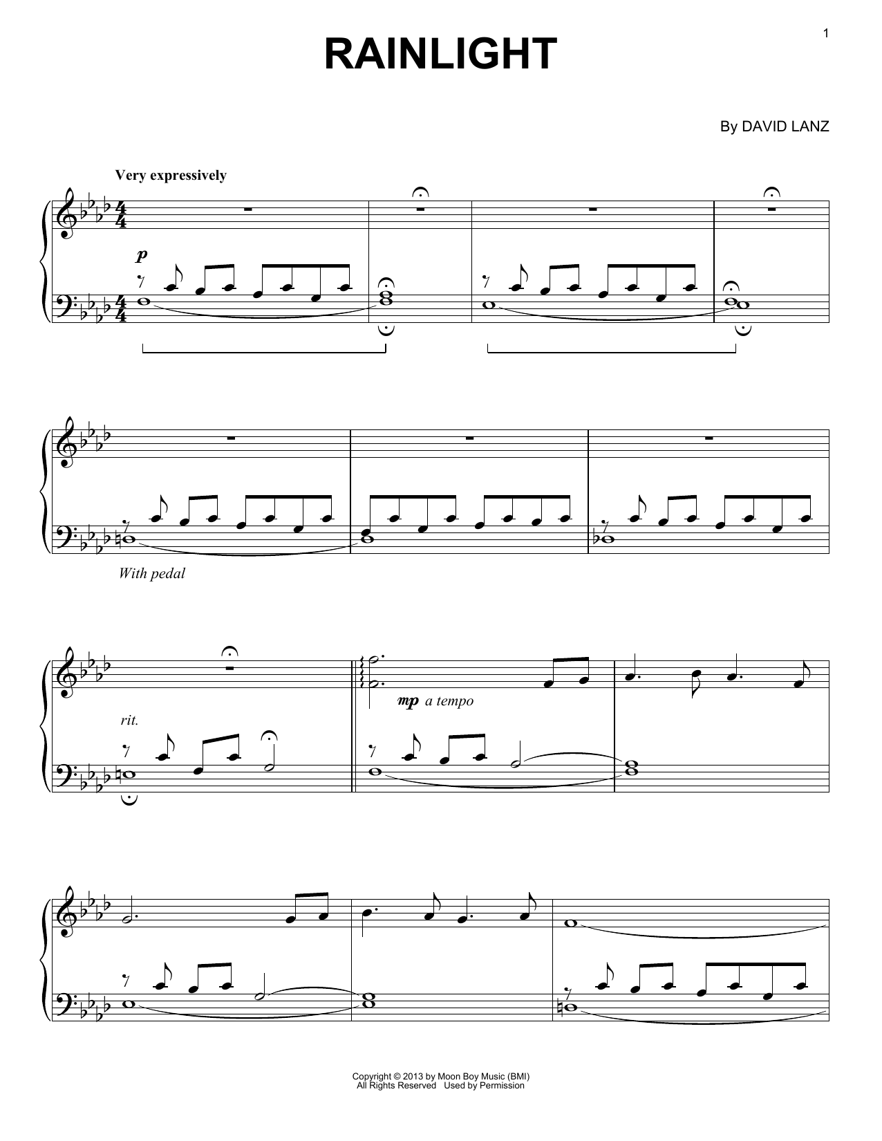 David Lanz Rainlight Sheet Music Notes & Chords for Piano Solo - Download or Print PDF