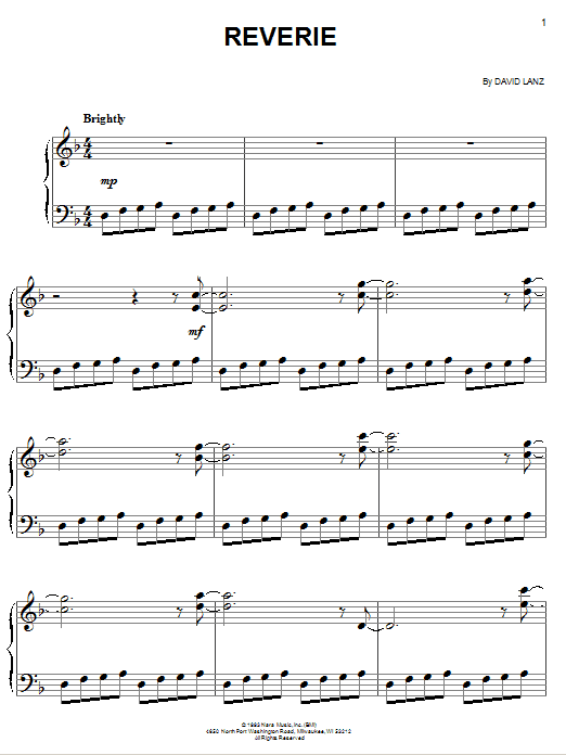 David Lanz Reverie Sheet Music Notes & Chords for Easy Piano - Download or Print PDF