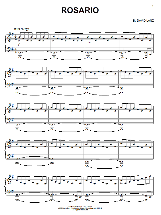 David Lanz Rosario Sheet Music Notes & Chords for Piano - Download or Print PDF