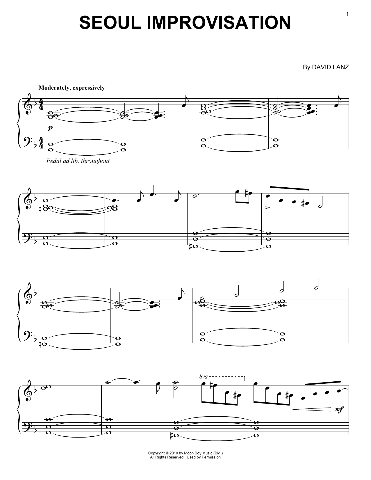 David Lanz Seoul Improvisation Sheet Music Notes & Chords for Piano Solo - Download or Print PDF