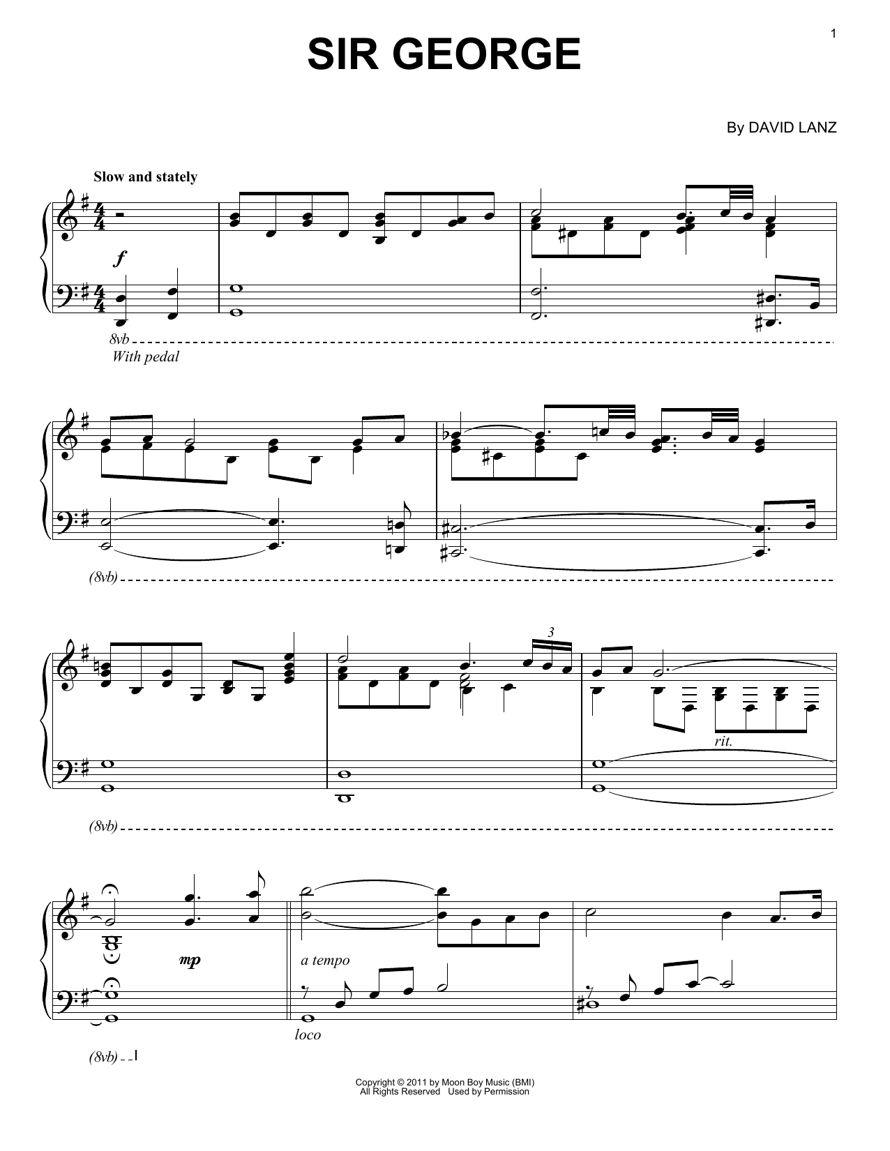David Lanz Sir George Sheet Music Notes & Chords for Piano Solo - Download or Print PDF