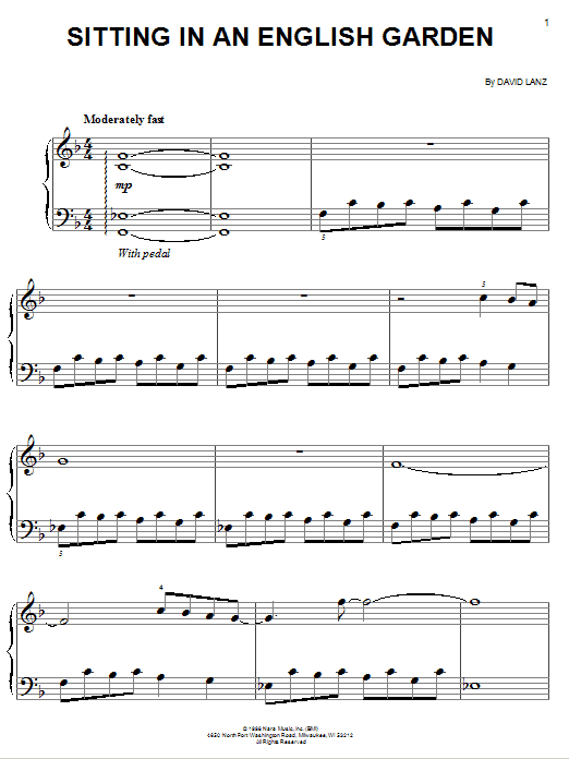 David Lanz Sitting In An English Garden Sheet Music Notes & Chords for Piano Solo - Download or Print PDF