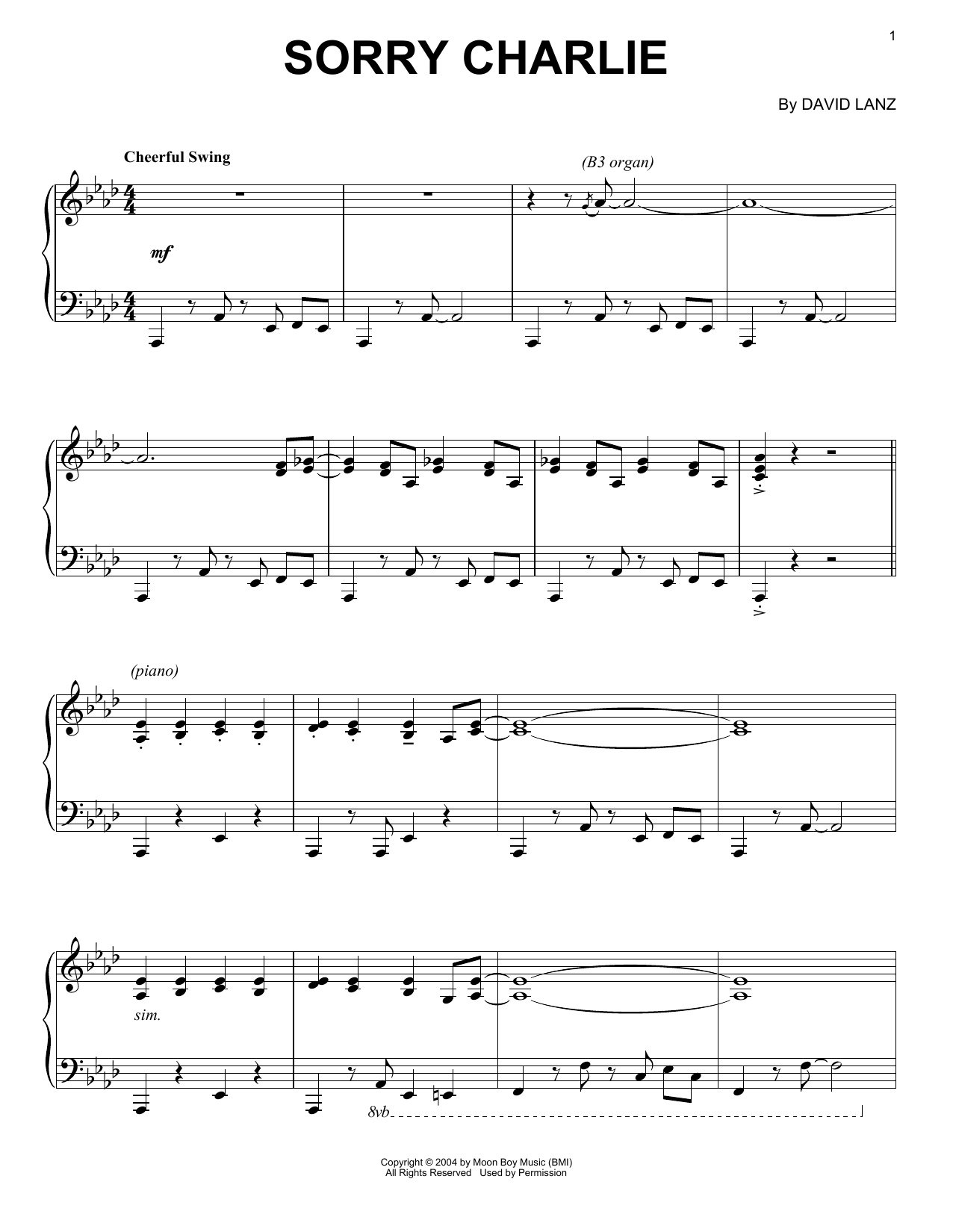 David Lanz Sorry Charlie Sheet Music Notes & Chords for Piano Solo - Download or Print PDF
