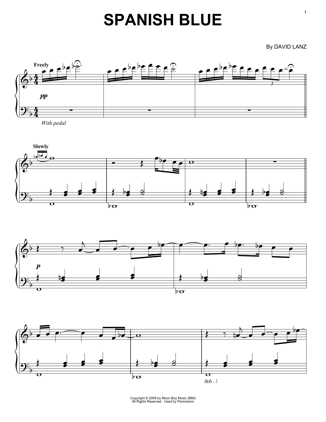 David Lanz Spanish Blue Sheet Music Notes & Chords for Piano Solo - Download or Print PDF