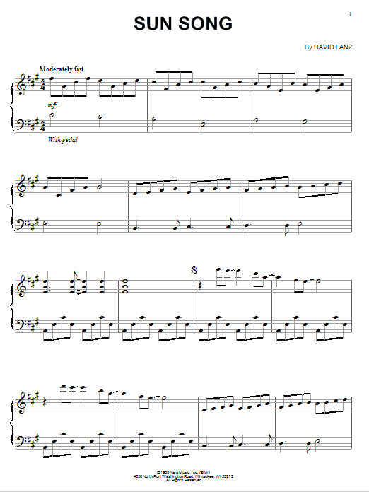 David Lanz Sun Song Sheet Music Notes & Chords for Piano - Download or Print PDF