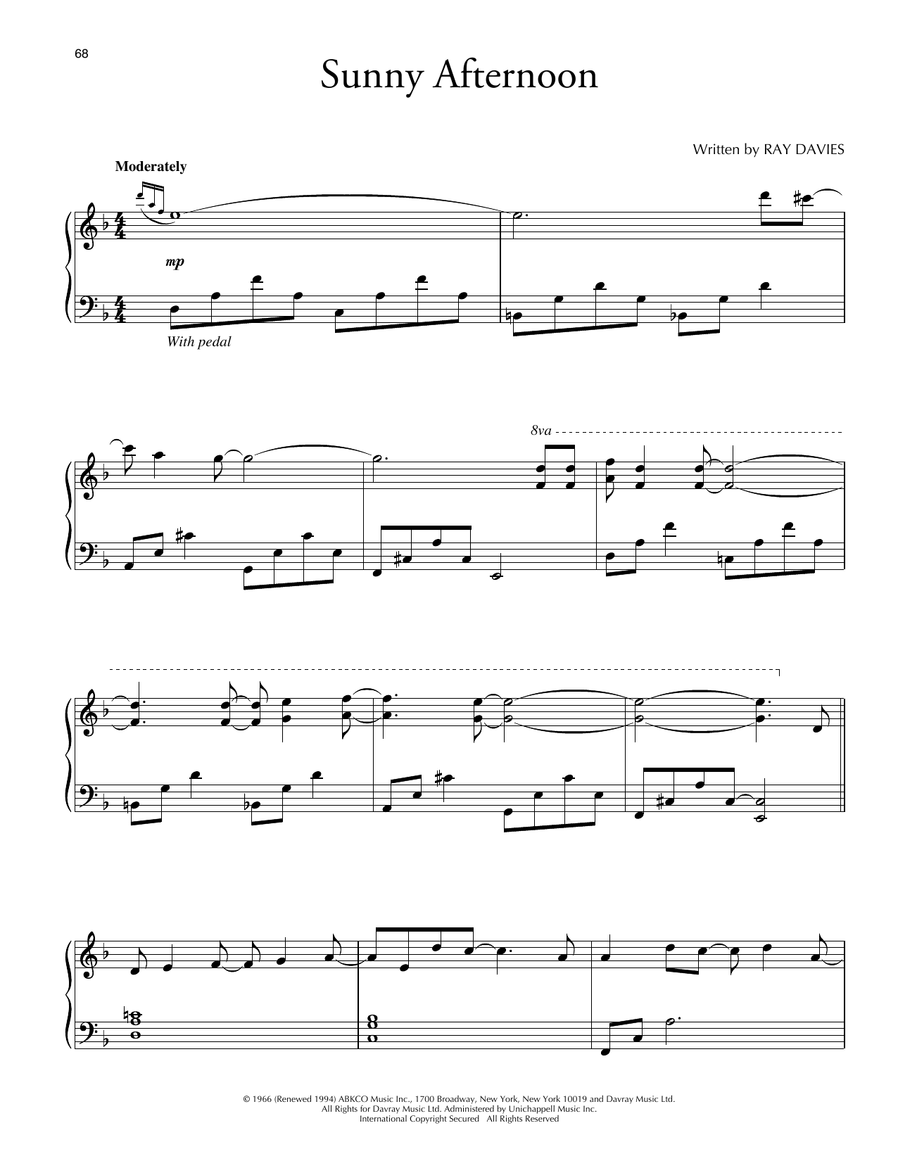 David Lanz Sunny Afternoon Sheet Music Notes & Chords for Piano Solo - Download or Print PDF