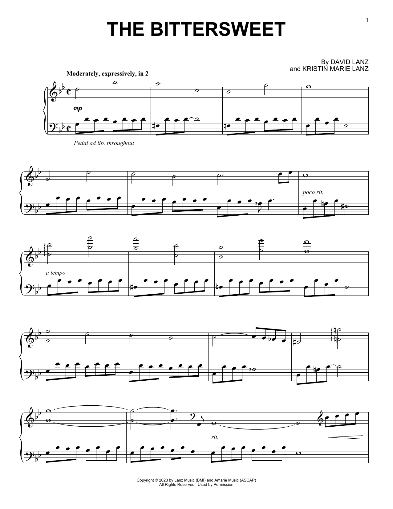 David Lanz The Bittersweet Sheet Music Notes & Chords for Piano Solo - Download or Print PDF