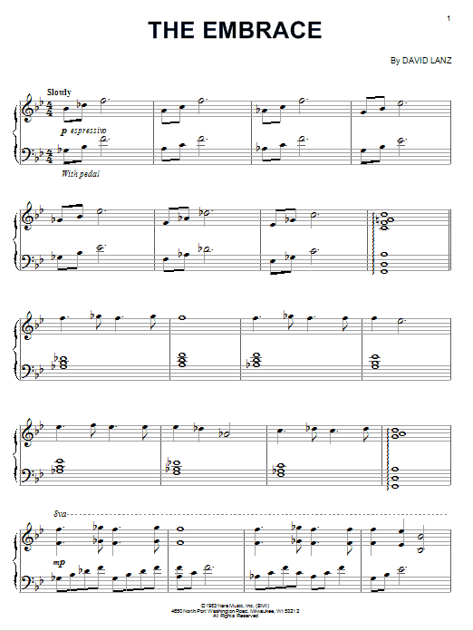 David Lanz The Embrace Sheet Music Notes & Chords for Piano - Download or Print PDF