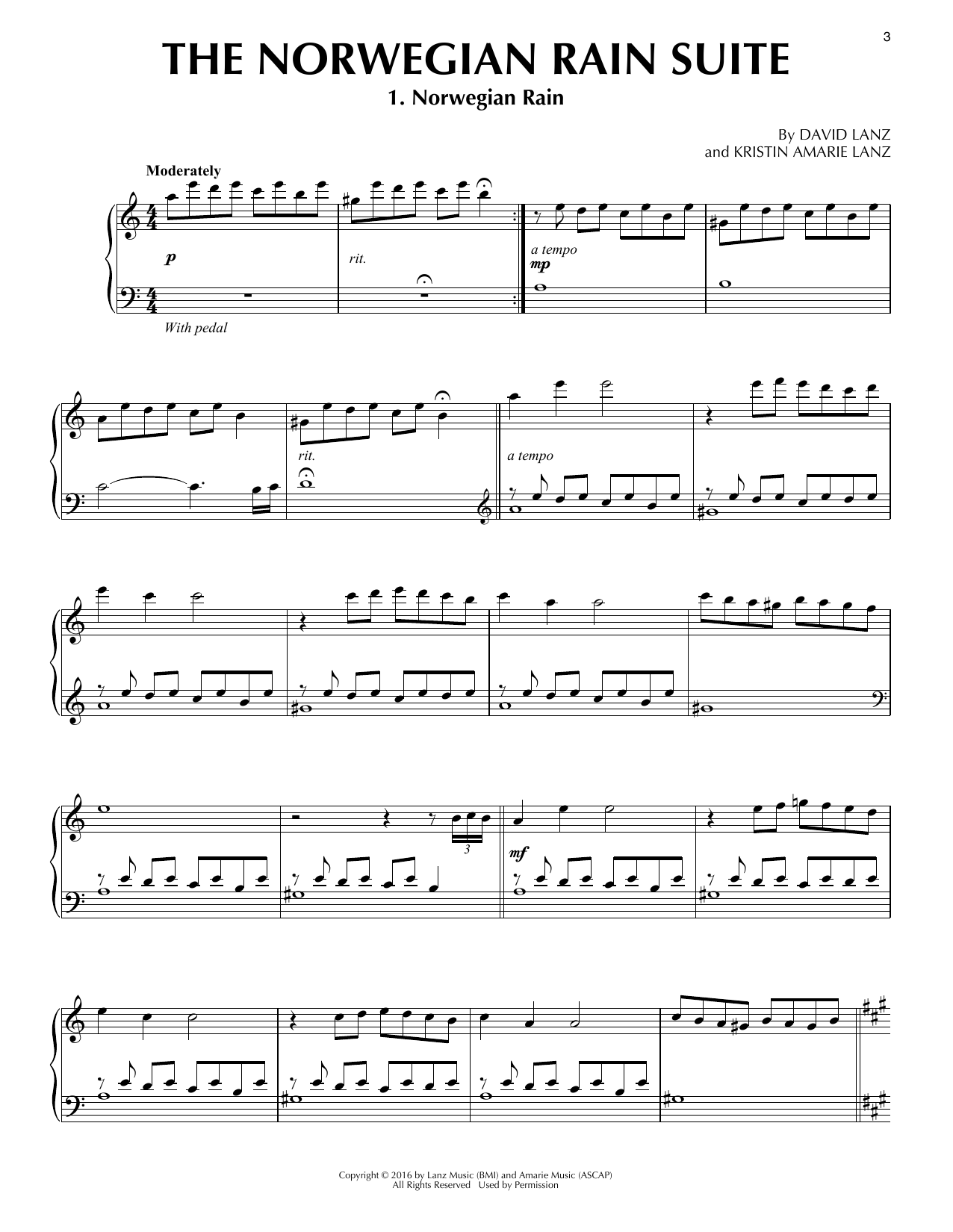David Lanz The Norwegian Rain Suite Sheet Music Notes & Chords for Piano Solo - Download or Print PDF