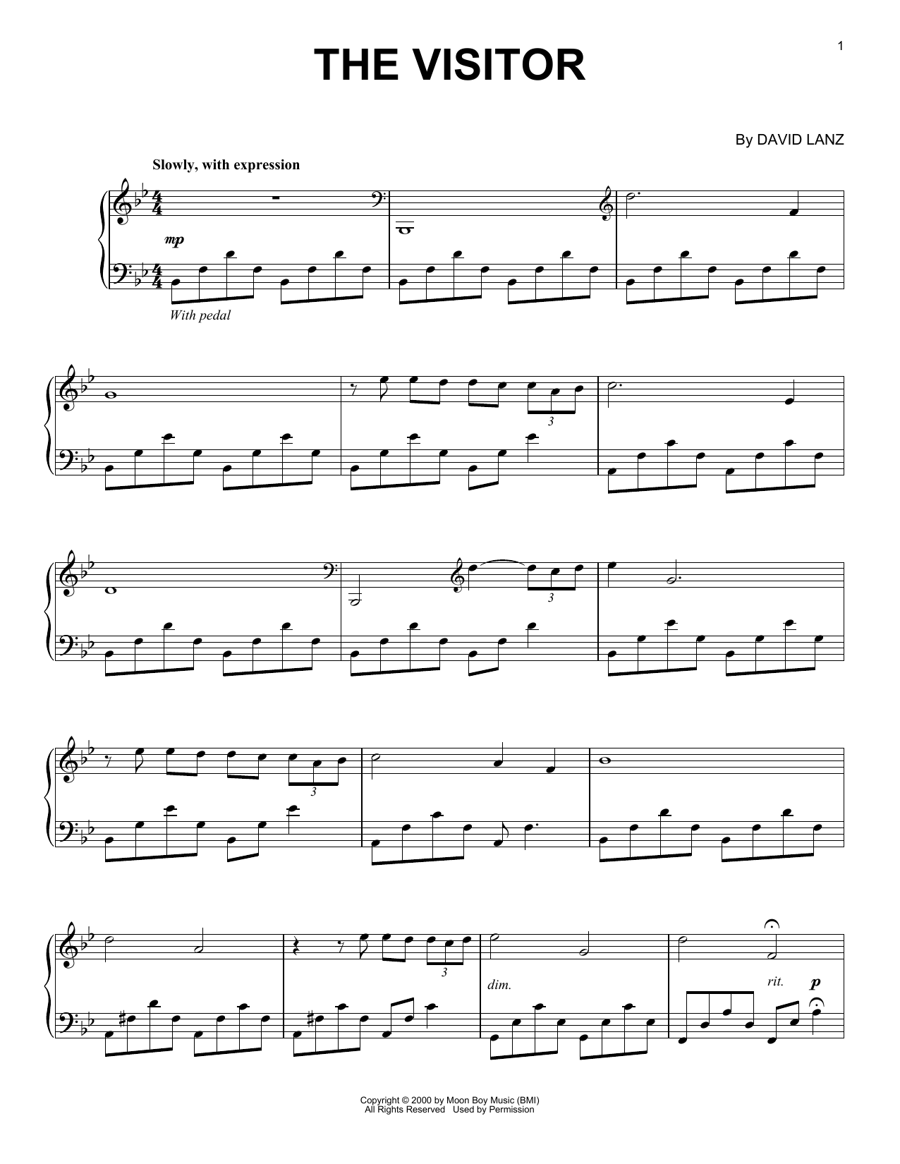 David Lanz The Visitor Sheet Music Notes & Chords for Piano Solo - Download or Print PDF