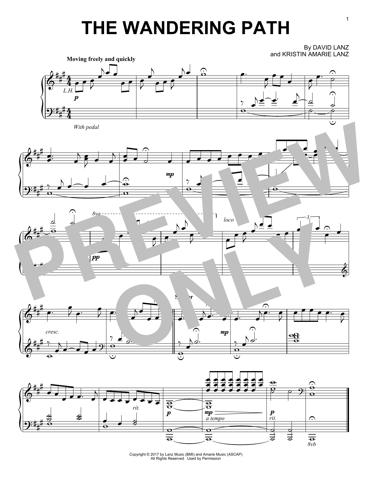 David Lanz The Wandering Path Sheet Music Notes & Chords for Piano Solo - Download or Print PDF