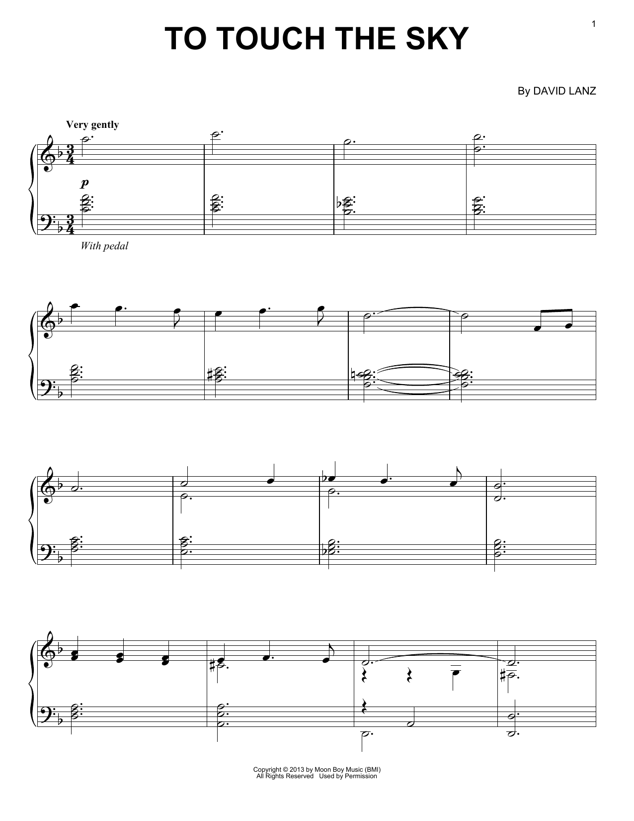 David Lanz To Touch The Sky Sheet Music Notes & Chords for Piano Solo - Download or Print PDF
