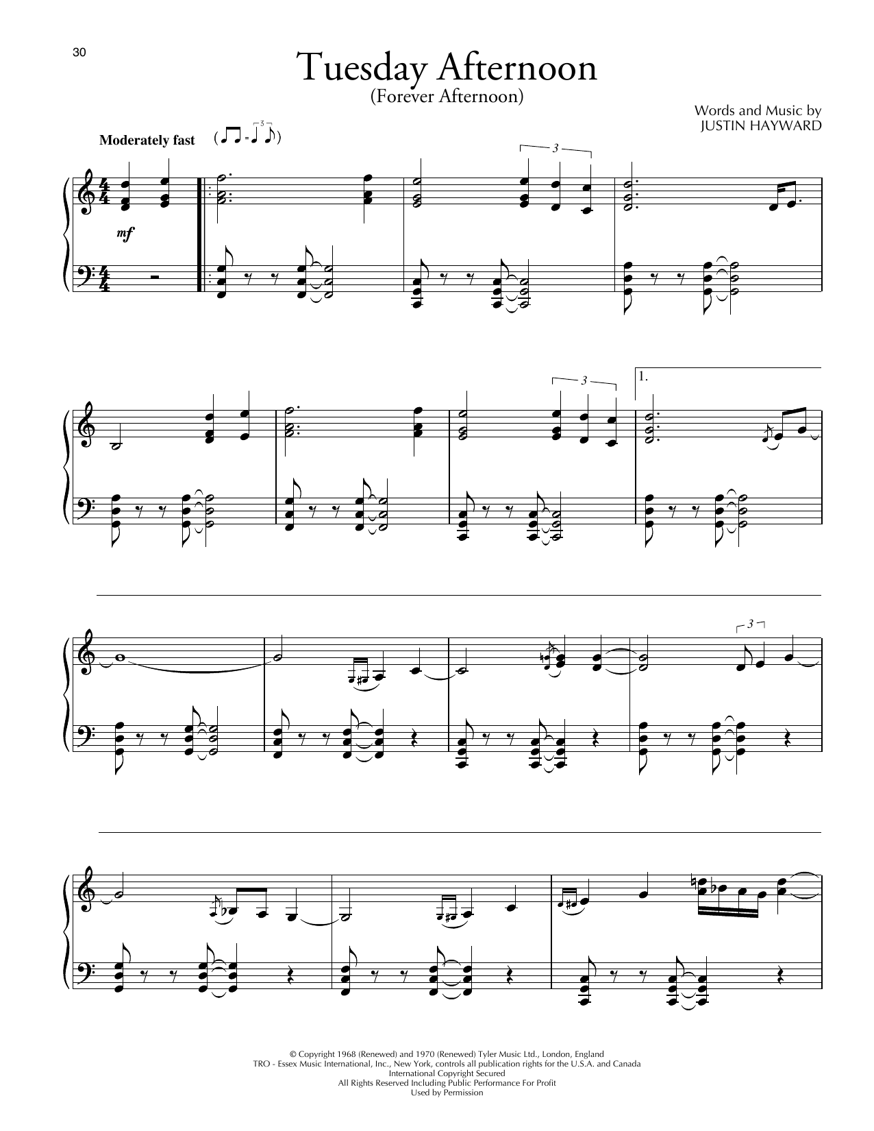 David Lanz Tuesday Afternoon (Forever Afternoon) Sheet Music Notes & Chords for Piano Solo - Download or Print PDF