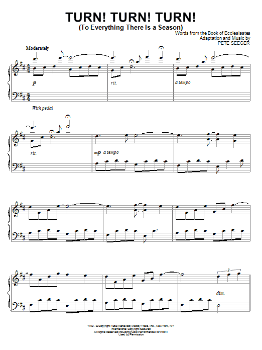 David Lanz Turn! Turn! Turn! (To Everything There Is A Season) Sheet Music Notes & Chords for Piano - Download or Print PDF