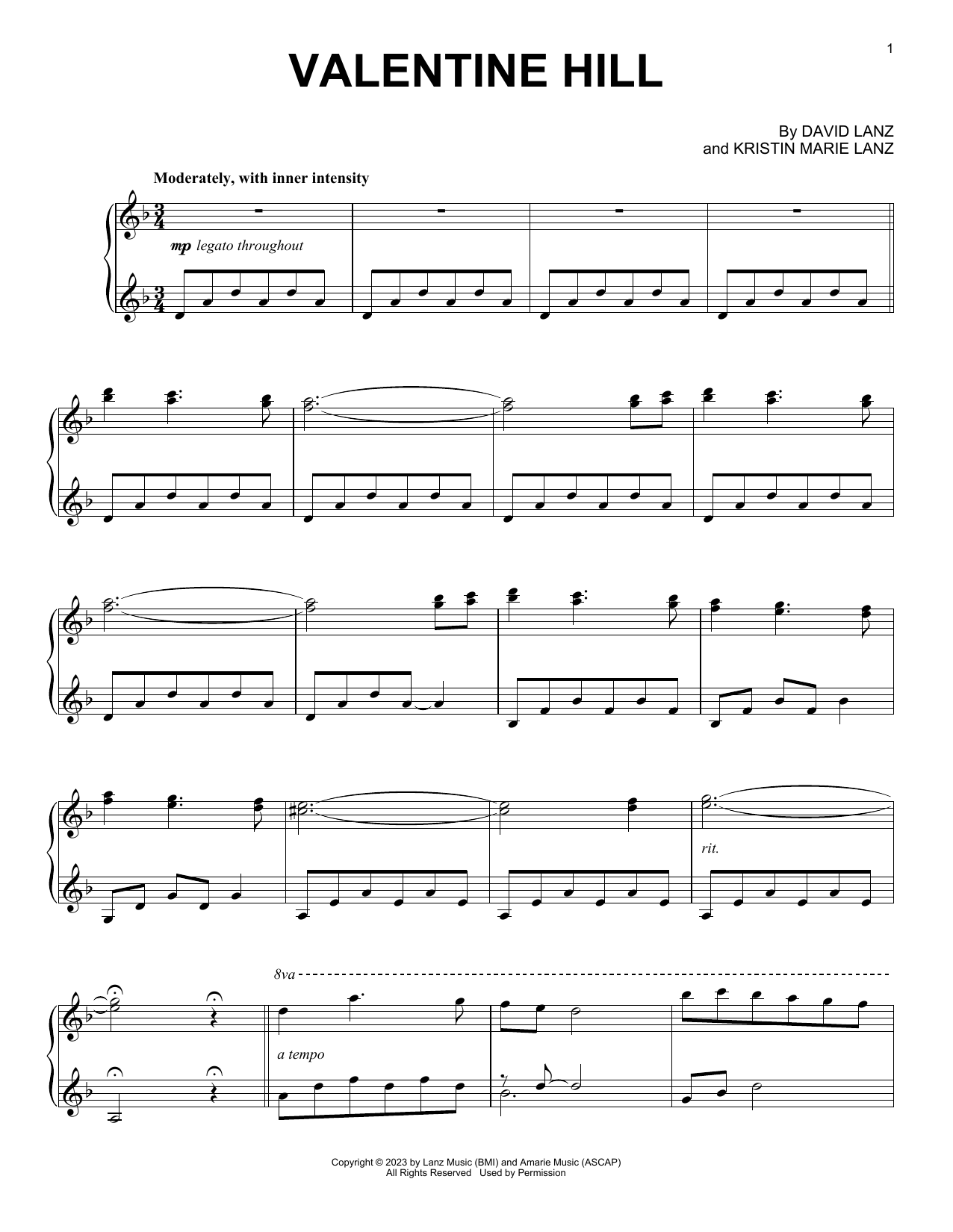 David Lanz Valentine Hill Sheet Music Notes & Chords for Piano Solo - Download or Print PDF