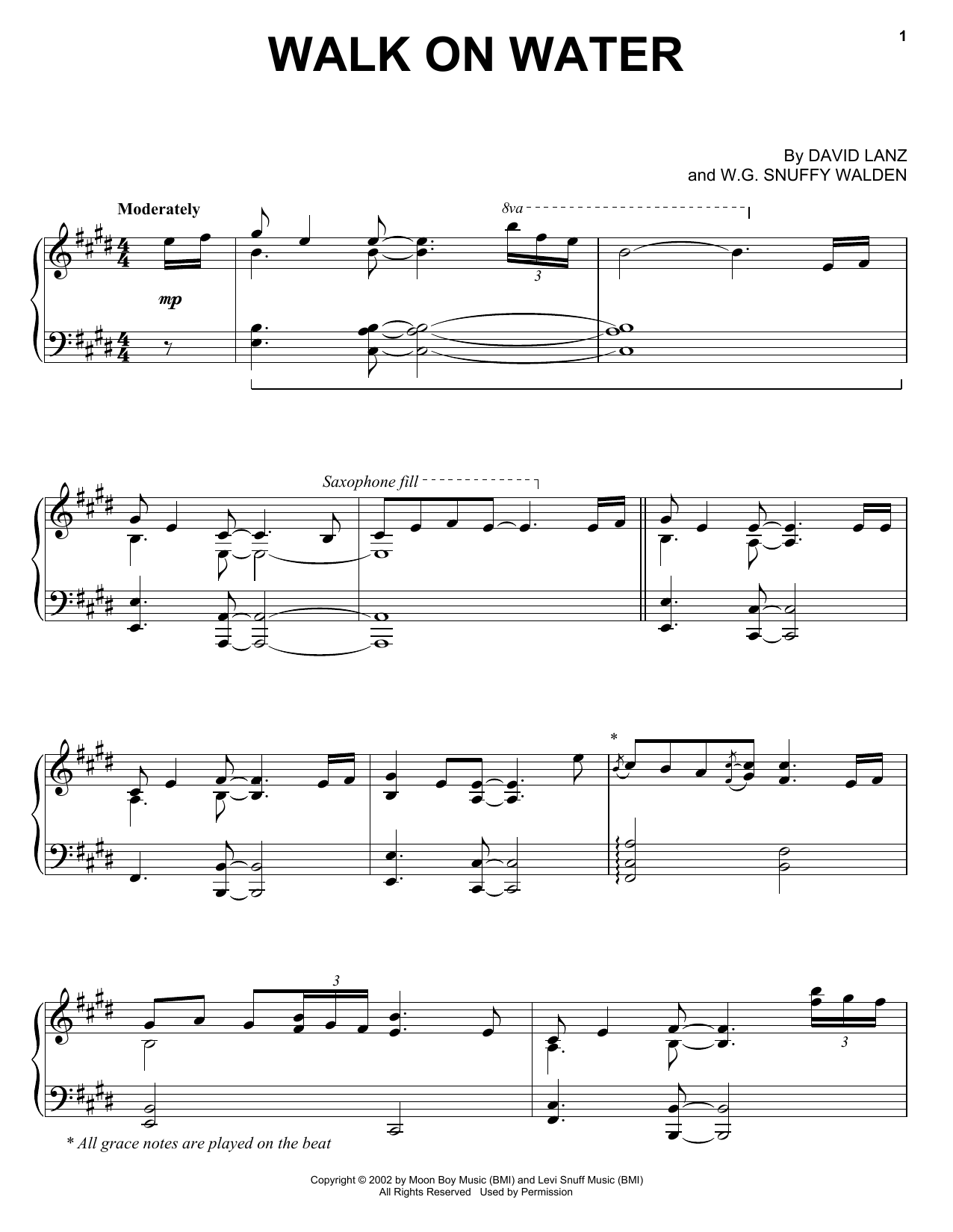 David Lanz Walk On Water Sheet Music Notes & Chords for Piano Solo - Download or Print PDF