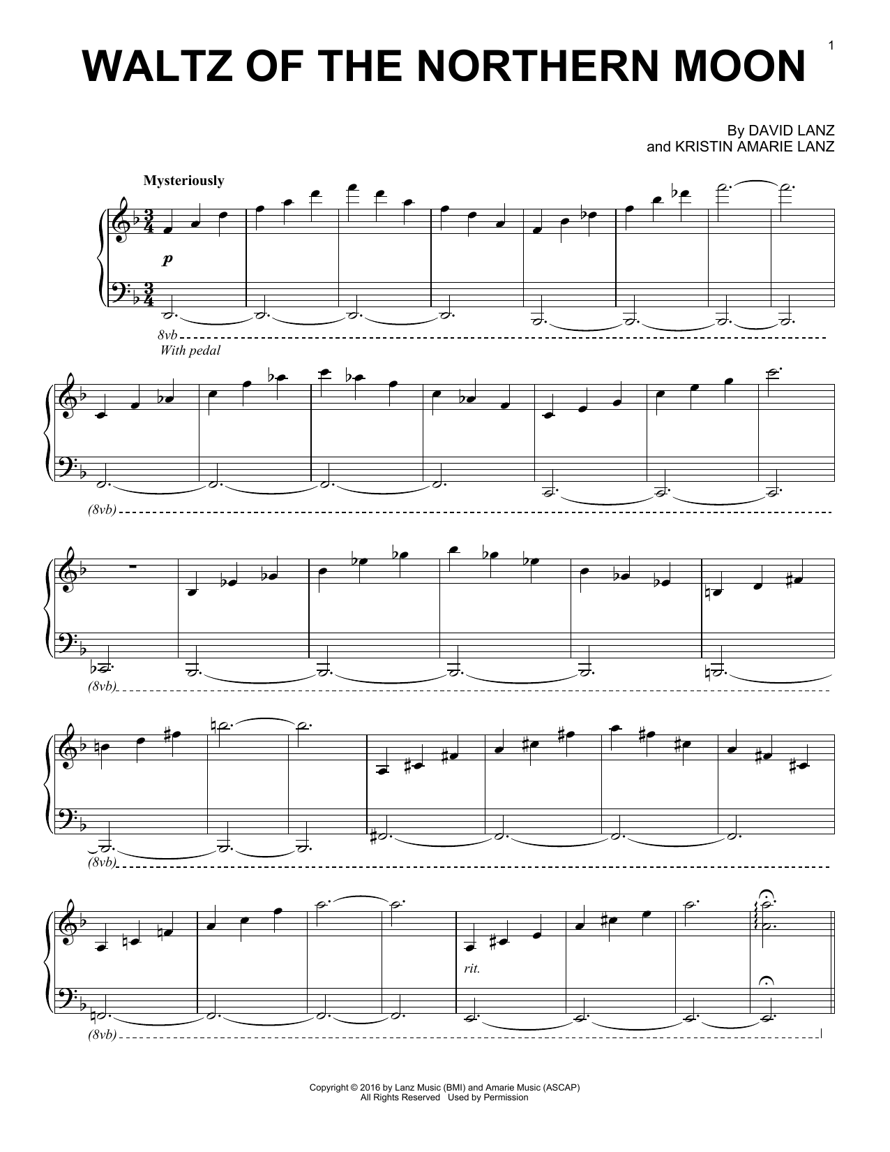 David Lanz Waltz Of The Northern Moon Sheet Music Notes & Chords for Piano Solo - Download or Print PDF