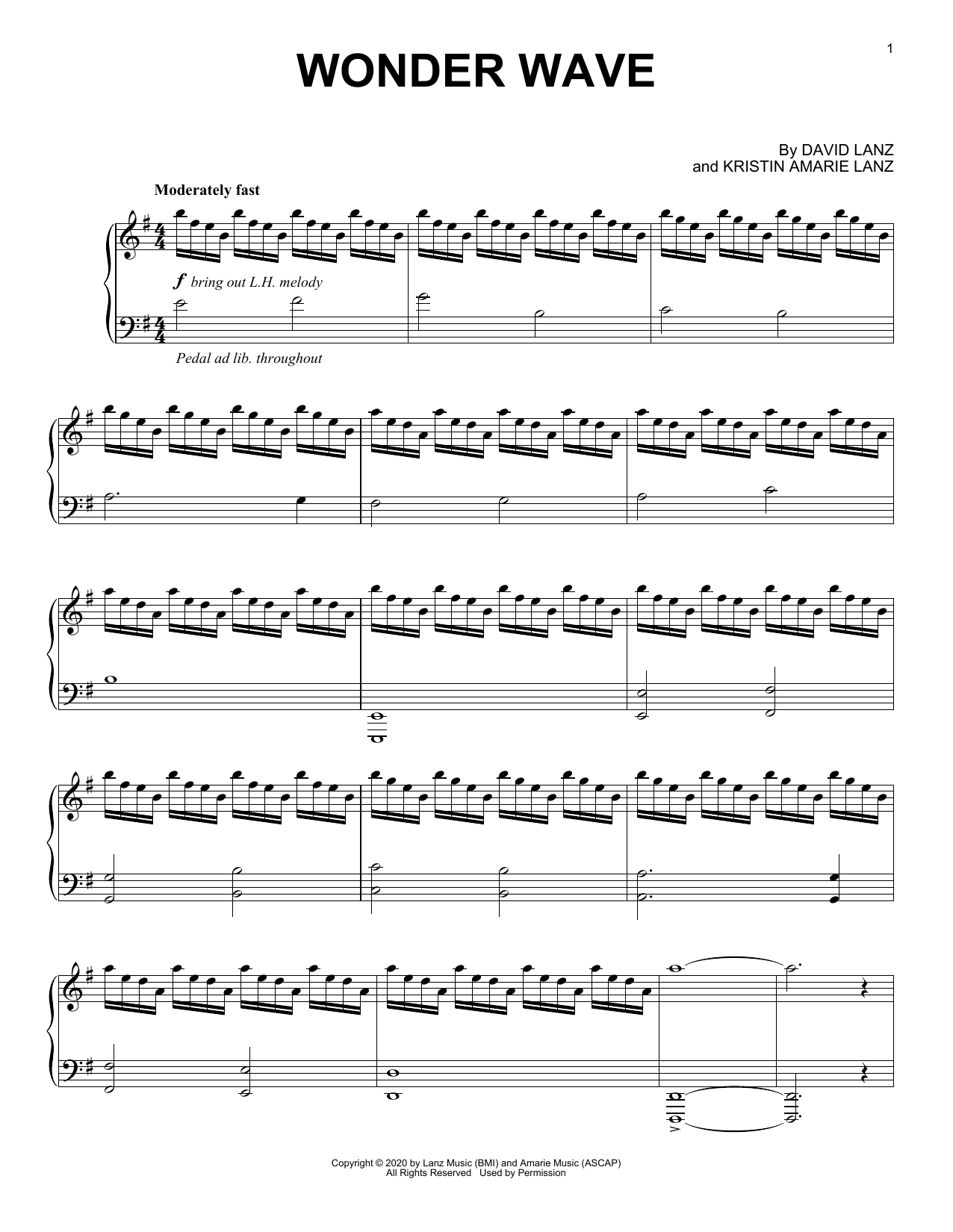 David Lanz Wonder Wave Sheet Music Notes & Chords for Piano Solo - Download or Print PDF