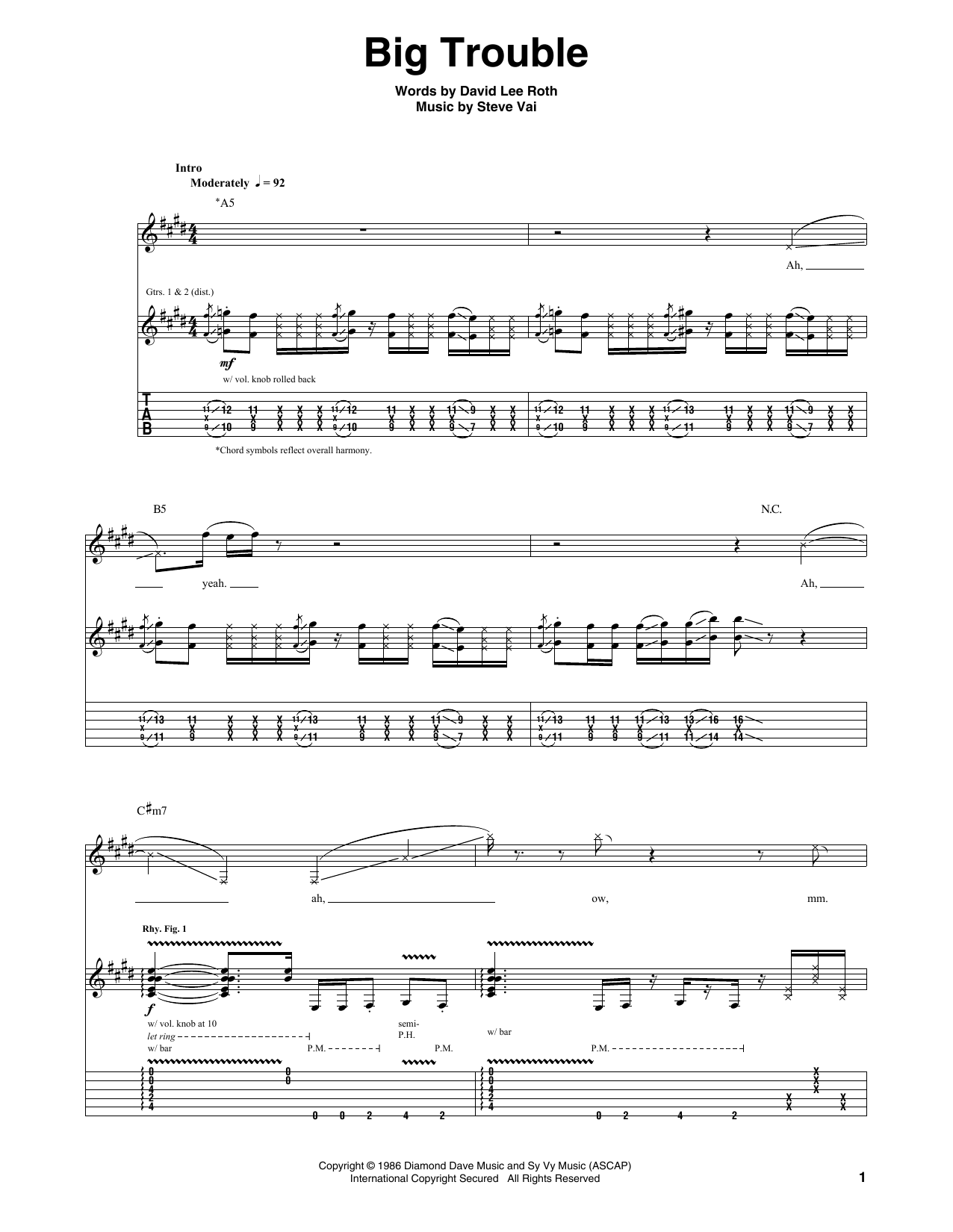 David Lee Roth Big Trouble Sheet Music Notes & Chords for Guitar Tab - Download or Print PDF David Lee Roth Big Trouble Sheet Music Notes & Chords for Guitar Tab - Download or Print PDF