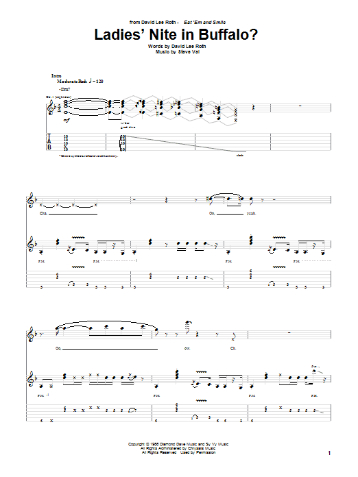 David Lee Roth Ladies' Nite In Buffalo? Sheet Music Notes & Chords for Guitar Tab - Download or Print PDF