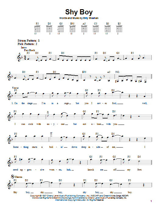 David Lee Roth Shy Boy Sheet Music Notes & Chords for Easy Guitar - Download or Print PDF