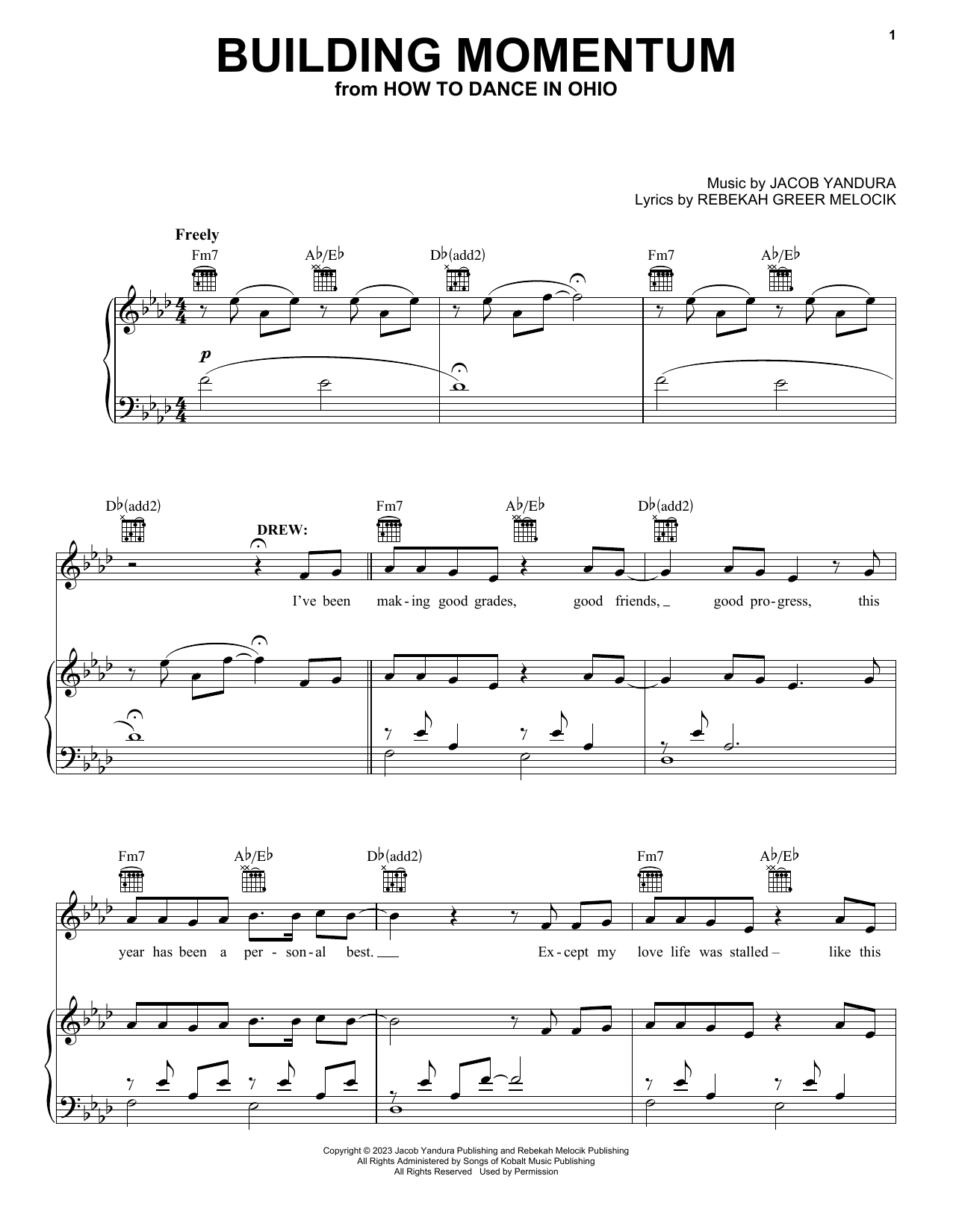 David Lindsay-Abaire and Jeanine Tesori Building Momentum (from How To Dance In Ohio) Sheet Music Notes & Chords for Piano, Vocal & Guitar Chords (Right-Hand Melody) - Download or Print PDF