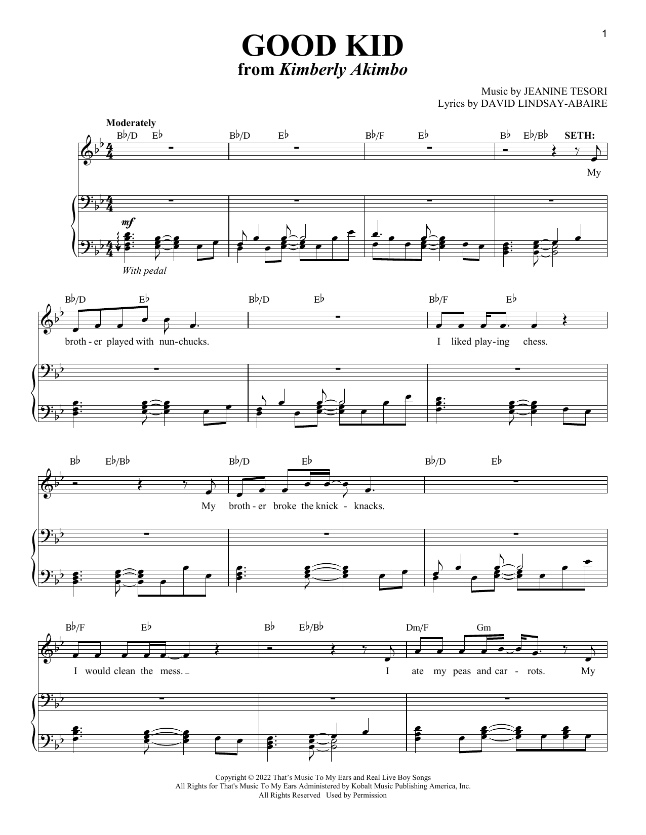 David Lindsay-Abaire and Jeanine Tesori Good Kid (from Kimberly Akimbo) Sheet Music Notes & Chords for Piano & Vocal - Download or Print PDF