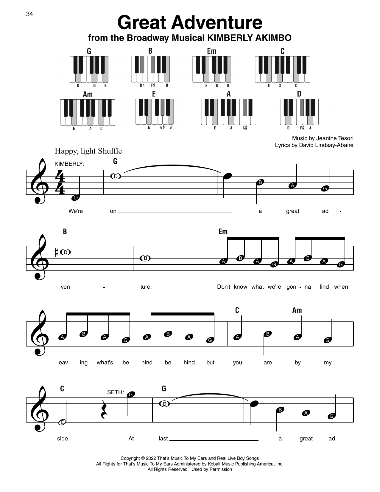 David Lindsay-Abaire Great Adventure (from Kimberly Akimbo) Sheet Music Notes & Chords for Super Easy Piano - Download or Print PDF