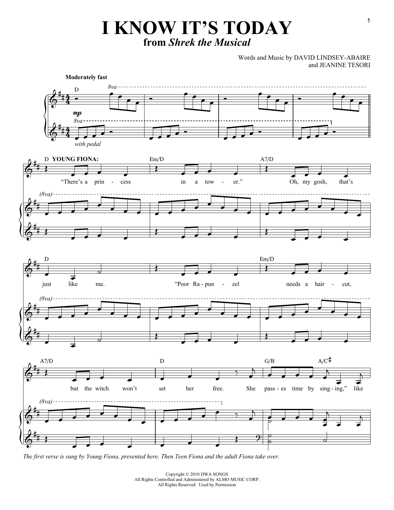 David Lindsay-Abaire I Know It's Today (Young Fiona) Sheet Music Notes & Chords for Piano & Vocal - Download or Print PDF