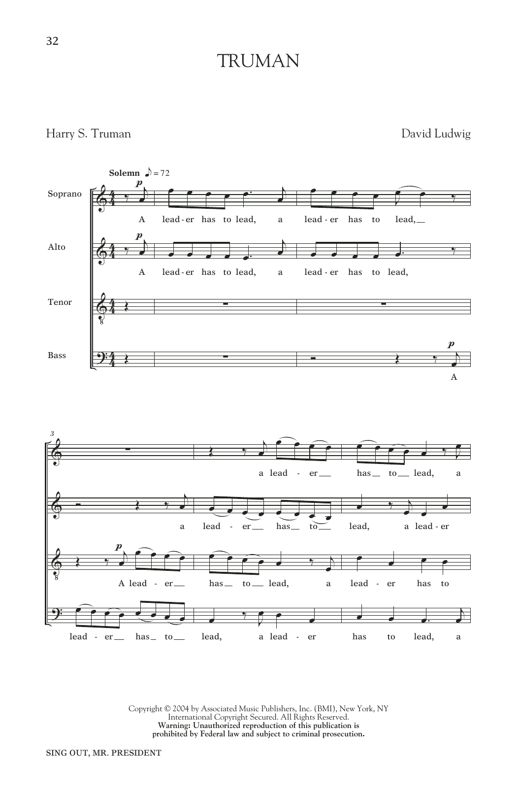 David Ludwig Truman Sheet Music Notes & Chords for Choral - Download or Print PDF