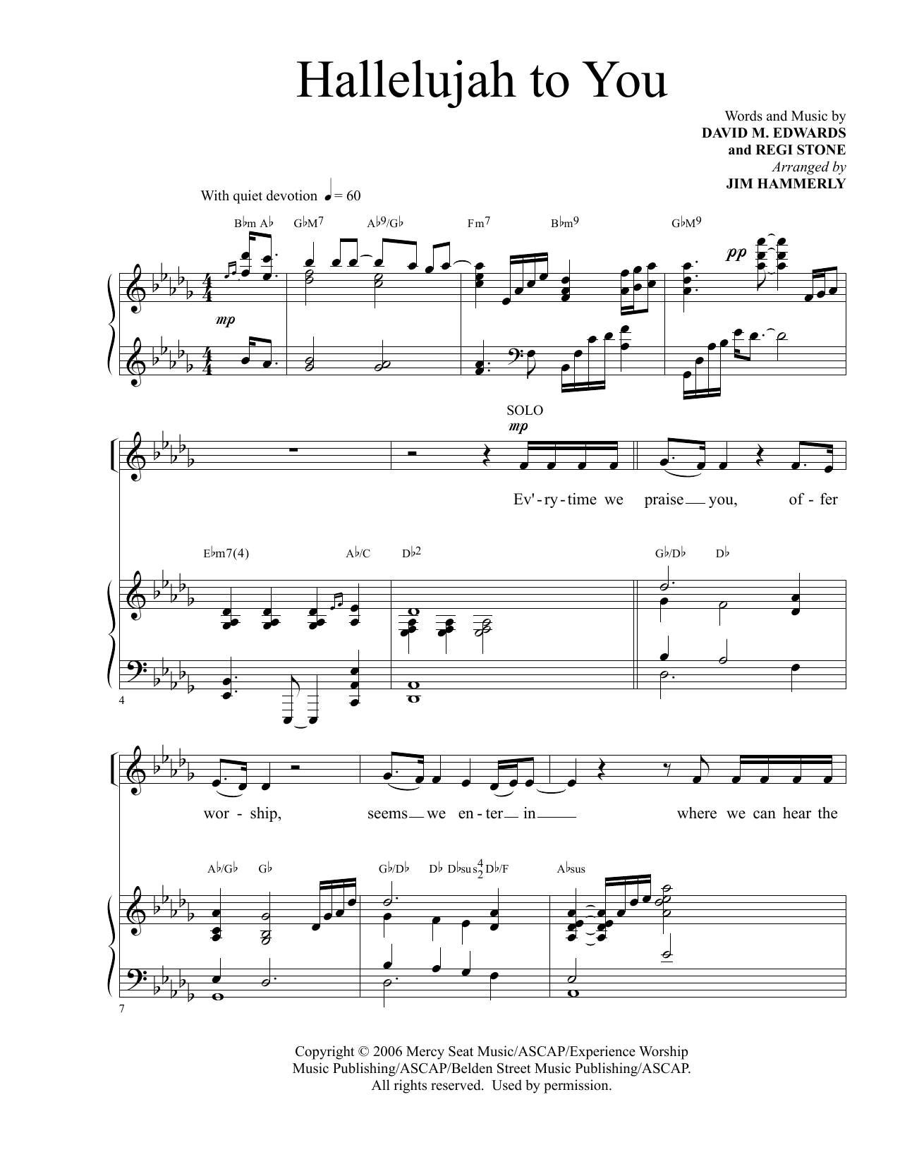 David M. Edwards and Regi Stone Hallelujah To You (arr. Jim Hammerly) Sheet Music Notes & Chords for SATB Choir - Download or Print PDF