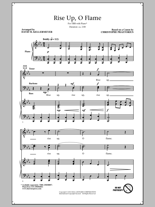 David M. Kellermeyer Rise Up, O Flame Sheet Music Notes & Chords for TBB - Download or Print PDF