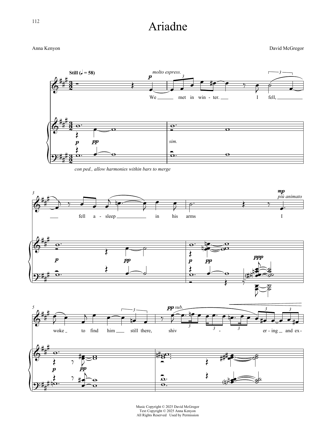 David McGregor Ariadne Sheet Music Notes & Chords for Piano & Vocal - Download or Print PDF