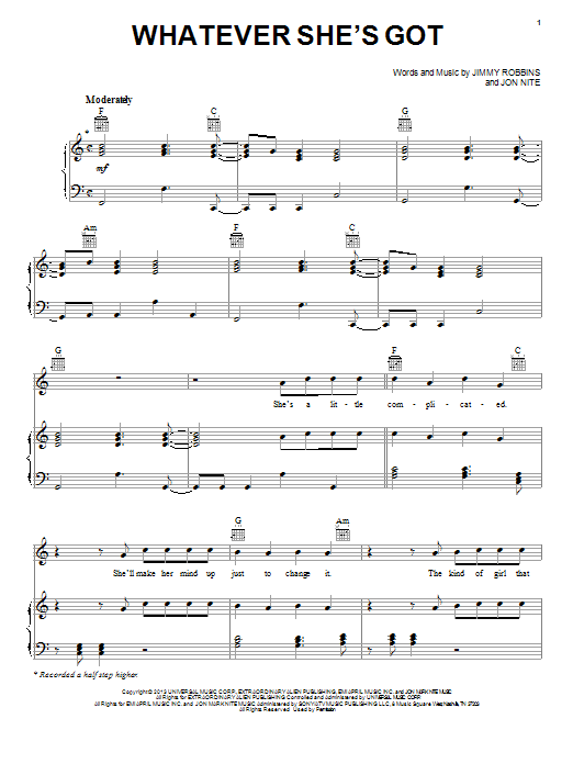 David Nail Whatever She's Got Sheet Music Notes & Chords for Piano, Vocal & Guitar (Right-Hand Melody) - Download or Print PDF