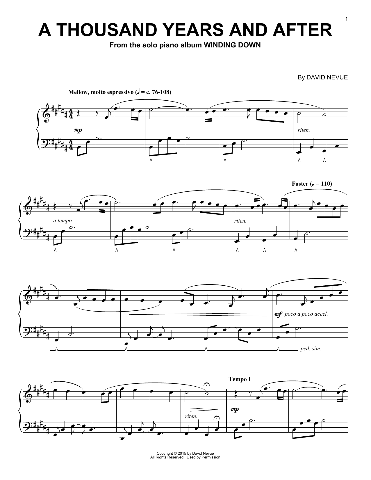 David Nevue A Thousand Years And After Sheet Music Notes & Chords for Piano Solo - Download or Print PDF